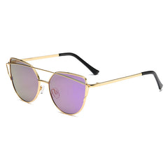 Wholesale retro women and men sunglasses color film metal cat eye sunglasses polygon