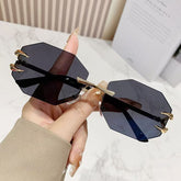 Metal rimless sunglasses for women personality glasses Fashion gradient shade for men