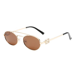 Fashion vintage small Oval frame double bridge sunglasses Metal sunglasses UV400 sunglasses