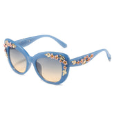 Hot sale vintage cat-eye sunglasses wholesale flower print plastic gradient colorful sunglasses