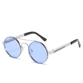 Steampunk round frame sunglasses Spring leg sunglasses Vintage round rimmed sunglasses