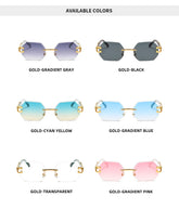 Luxury vintage retro brand sunglasses rimless blue gradient colorful sunglasses