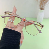New unisex fashion anti-blue light glasses retro metal eyeglass frames cat eye flat lenses