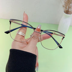 New unisex fashion anti-blue light glasses retro metal eyeglass frames cat eye flat lenses