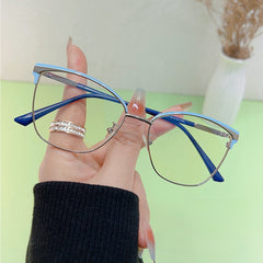 New unisex fashion anti-blue light glasses retro metal eyeglass frames cat eye flat lenses