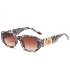 New small square sunglasses Trendy celebrities with polygonal glasses personalized pattern sunglasses