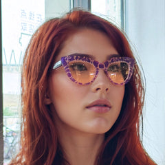 2025 Fashion cat eye acetate frame print glasses Color frame anti-blue light cat eye glasses