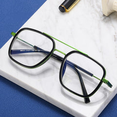 2025 Vintage fashion double bridge glasses anti blue light metal frame glasses