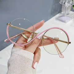 2025 Fashion designer round frame eyewear glasses half frame new style anti blue light glasses