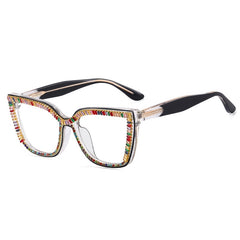 2025 High quality Fashion new oversized frame diamond anti-blue light glasses trend glasses