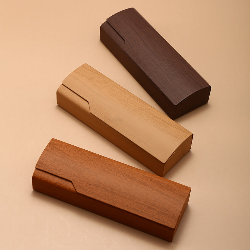 Wholesale wood grain hand-made glasses case anti-pressure optical myopia presbyopia case print LOGO