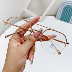 2025 New style fashion metal frame glasses double bridge anti blue light glasses frame