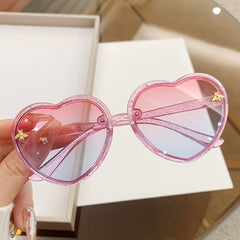 Custom logo gradient colorful sunglasses love heart shape buling kids sunglasses