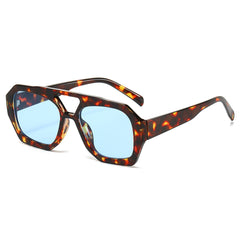 2025 New style fashion retro double bridge colorful sunglasses leopard print women sunglasses