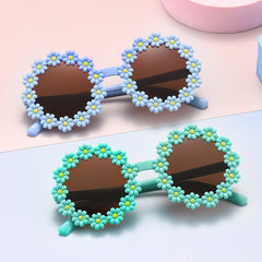 Fashion new style flower shape sunglasses candy colorful yellow flower kids sunglasses