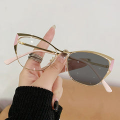 High quality anti blue light glasses cat eye pink frame metal glasses for ladies