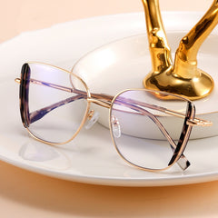 2025 High quality anti blue light Diamond glasses metal frame oversized glasses