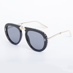 New fashion round frame Diamond sunglasses women fashion folding sunglasses