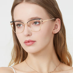 Fashion new cat-eye frame female glasses trend diamond frame anti-blue light glasses