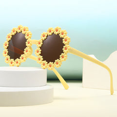 Fashion new style flower shape sunglasses candy colorful yellow flower kids sunglasses