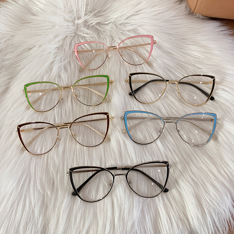 New fashion style reading pink metal frame glasses cat eye anti blue light glasses