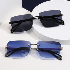 High quality rimless sunglasses gradient colorful metal frame sunglasses