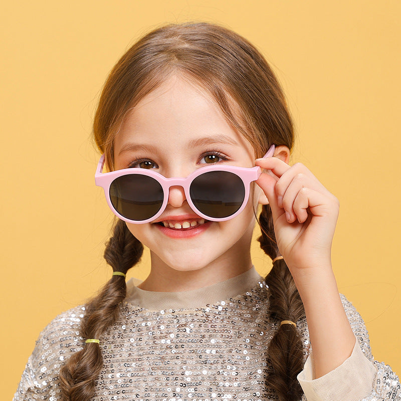 High quality round frame kids sunglasses candy colorful cute girl kids shade