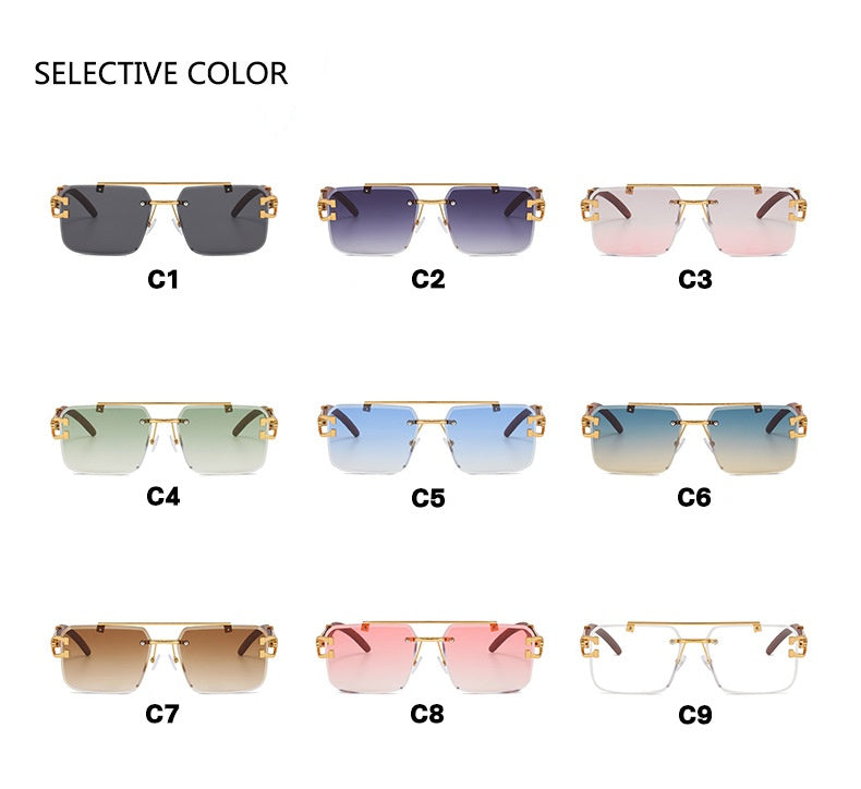 Brand designer leopard shape sunglasses gradient colorful double bridge sunglasses