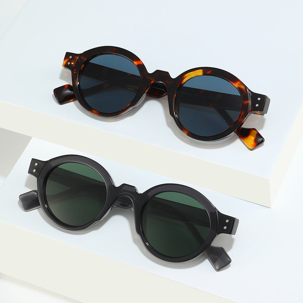 New round sunglasses personality matching round frame retro simple fashion sunglasses