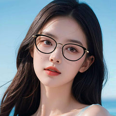 High quality cat eye anti blue glasses fashion metal frame glasses