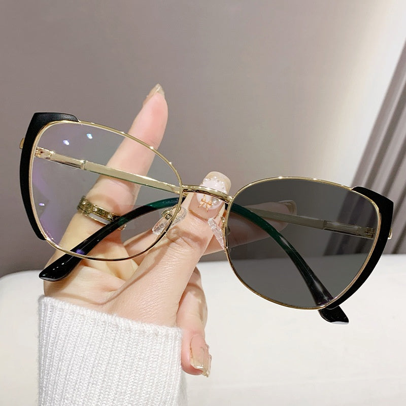 Fashion metal frame oversized frame anti-blue-light glasses personality photochromatic glasses