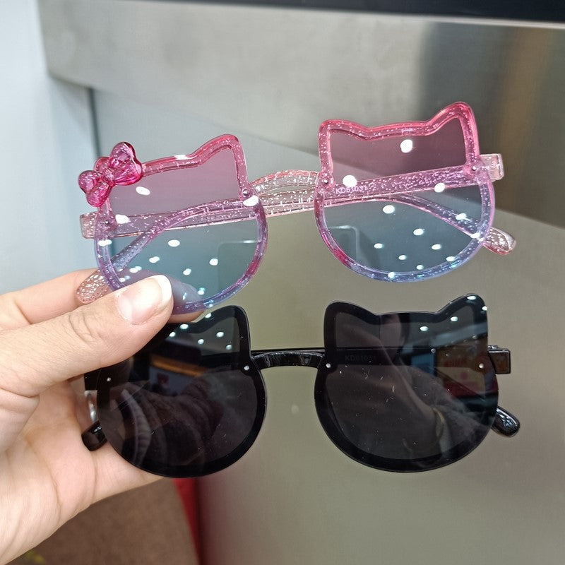 Cute cat shape kids sunglasses gradient colorful pink frame sunglasses