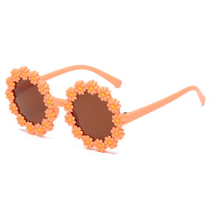 Fashion new style flower shape sunglasses candy colorful yellow flower kids sunglasses