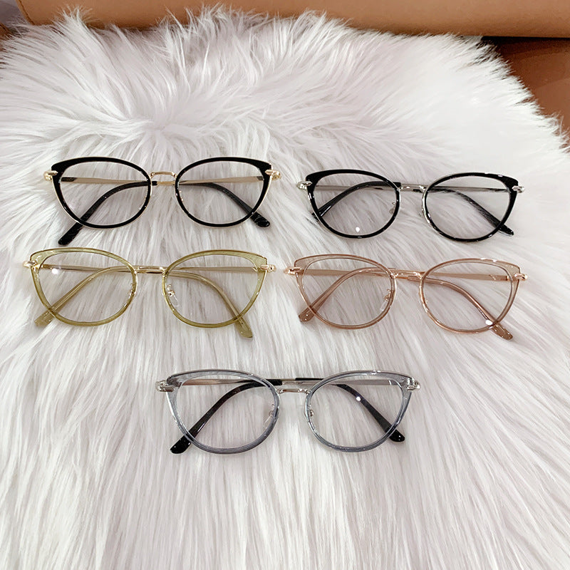 High quality cat eye anti blue glasses fashion metal frame glasses