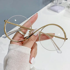 2025 Fashion designer round frame eyewear glasses half frame new style anti blue light glasses