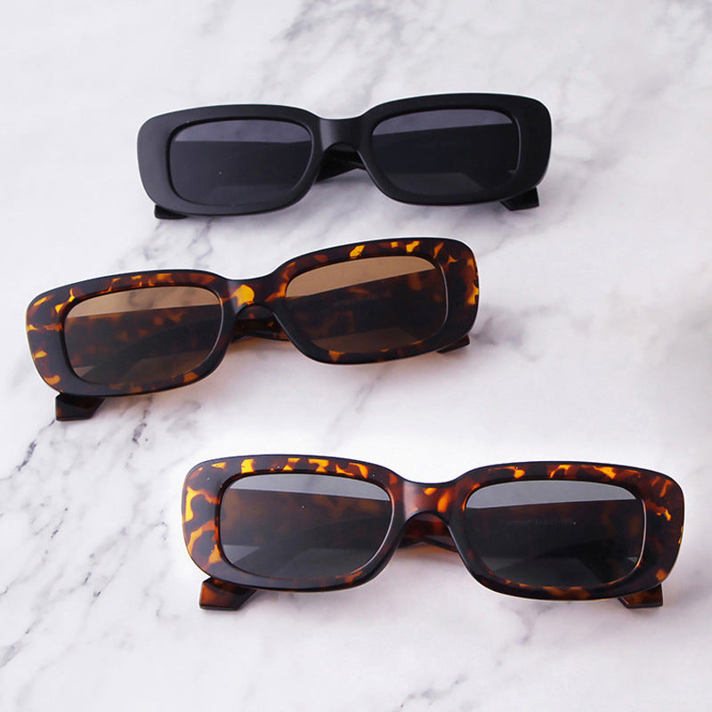 Hot sale leopard print sunglasses luxury small rectangle red frame fashion sunglasses