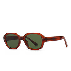 Fashion square tortoise shell rivet sunglasses green lens uv400 orange women sunglasses