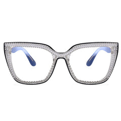 2025 High quality Fashion new oversized frame diamond anti-blue light glasses trend glasses