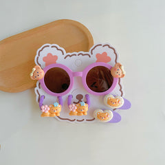 New style bear shape kids sunglasses cute girl pink candy colorful sunglasses