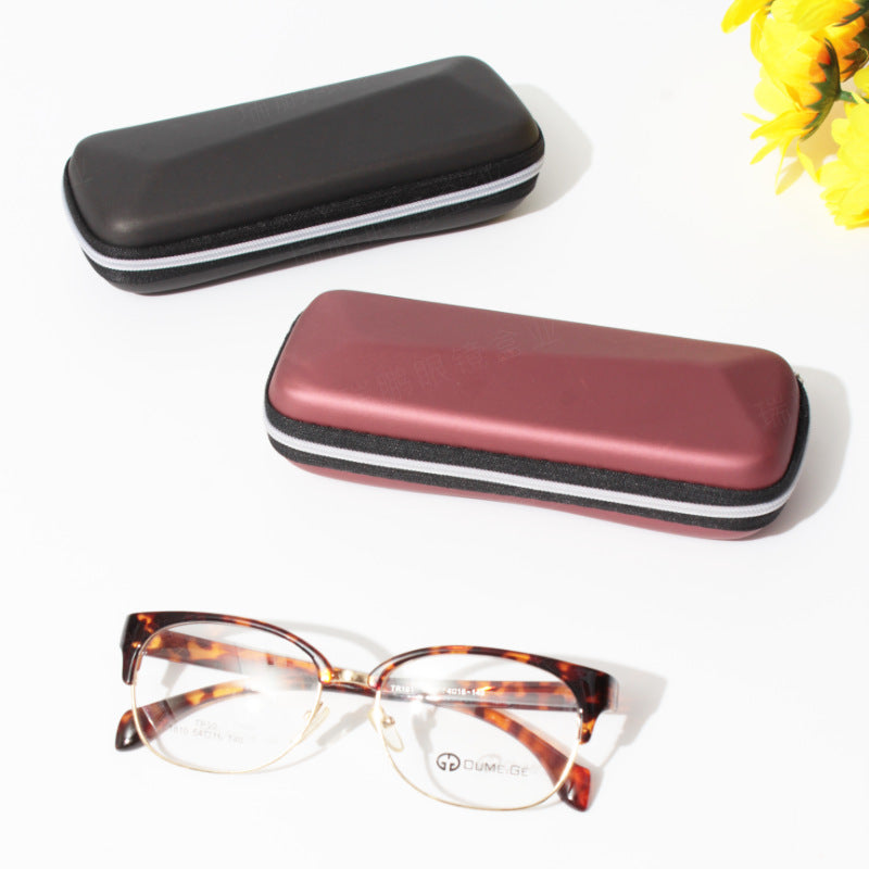 High quality vintage square retro zippered glasses case custom logo glasses case