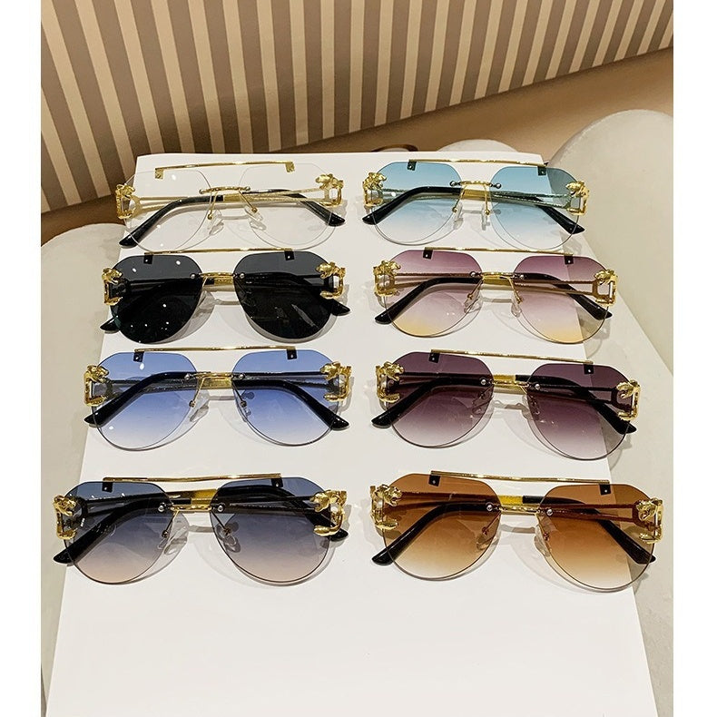 High quality double luxury sunglasses ins designer leopard frame sunglasses