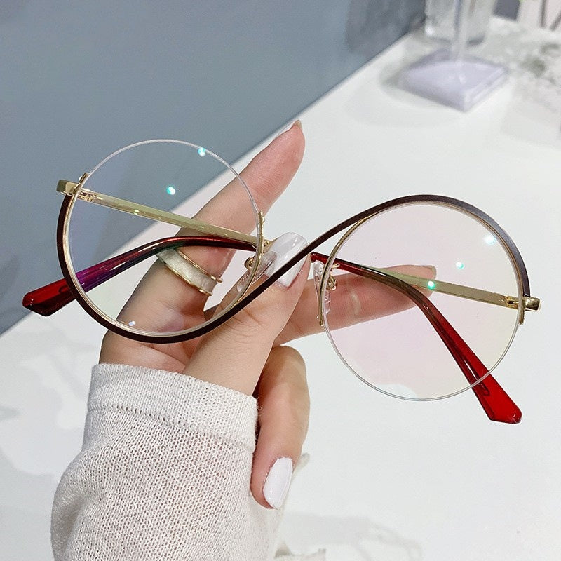 2025 Fashion designer round frame eyewear glasses half frame new style anti blue light glasses