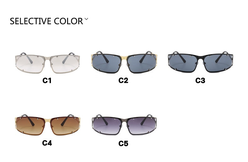 Hot sale custom logo fashion sunglasses metal frame y2k rivet sunglasses
