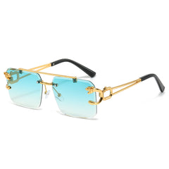 Brand luxury double bridge sunglasses gradient colorful metal frame sunglasses