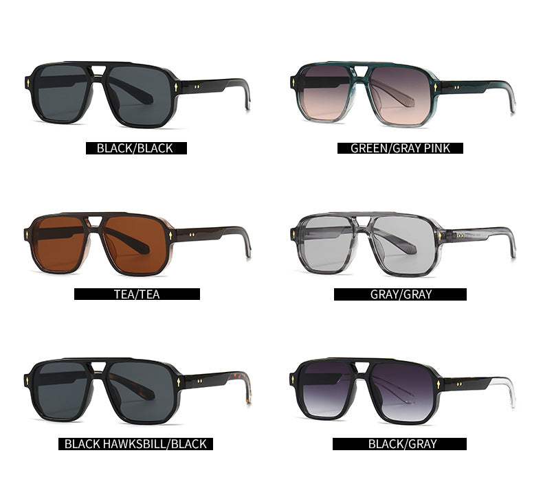 Custom logo round fashion sunglasses uv400 gradient colorful double bridge shade