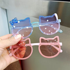 Cute cat shape kids sunglasses gradient colorful pink frame sunglasses