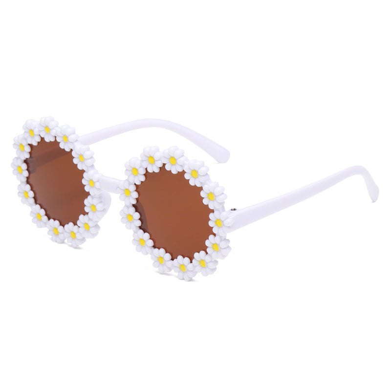 Fashion new style flower shape sunglasses candy colorful yellow flower kids sunglasses