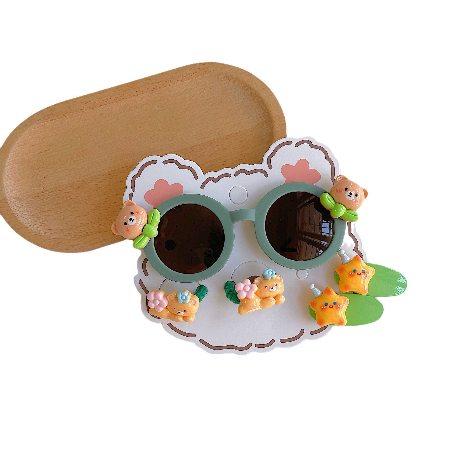 New style bear shape kids sunglasses cute girl pink candy colorful sunglasses