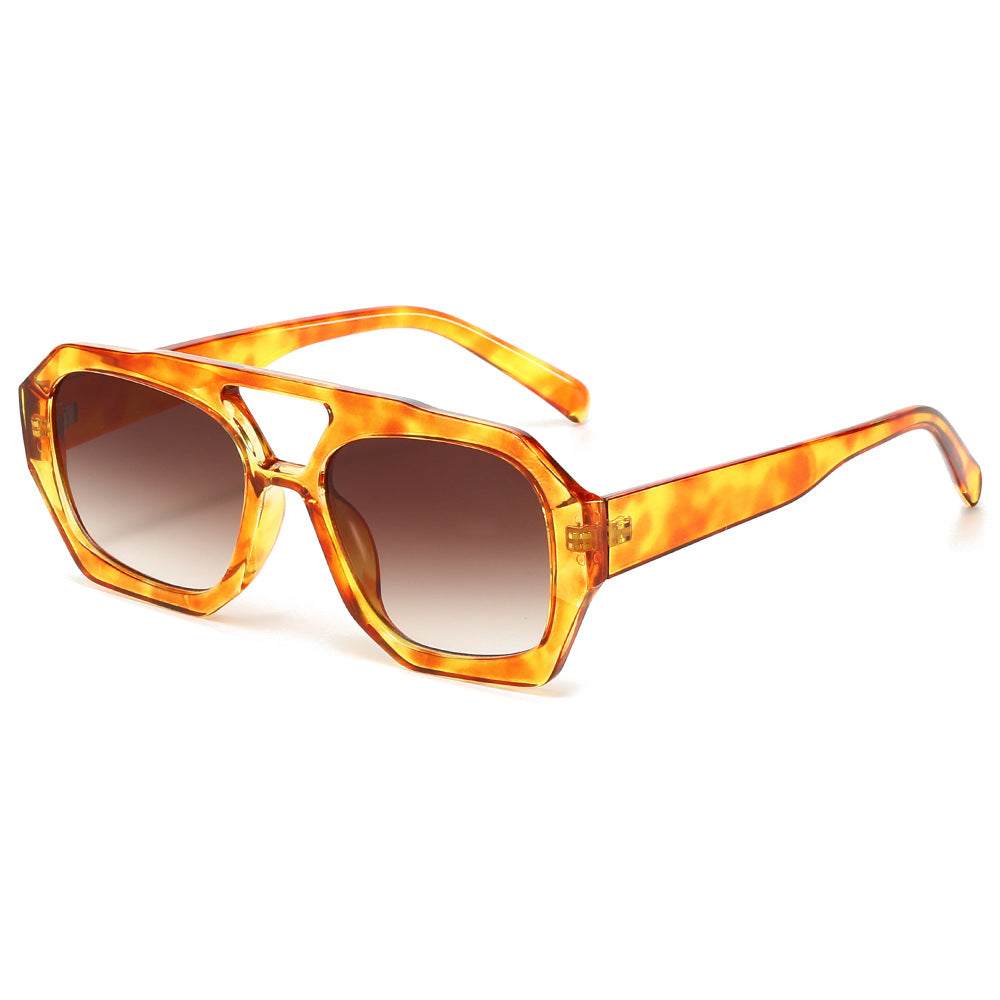 2025 New style fashion retro double bridge colorful sunglasses leopard print women sunglasses