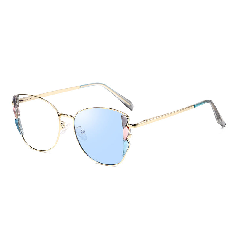 2025 new fashion square frame optical frame personality color change anti-blue glasses frame